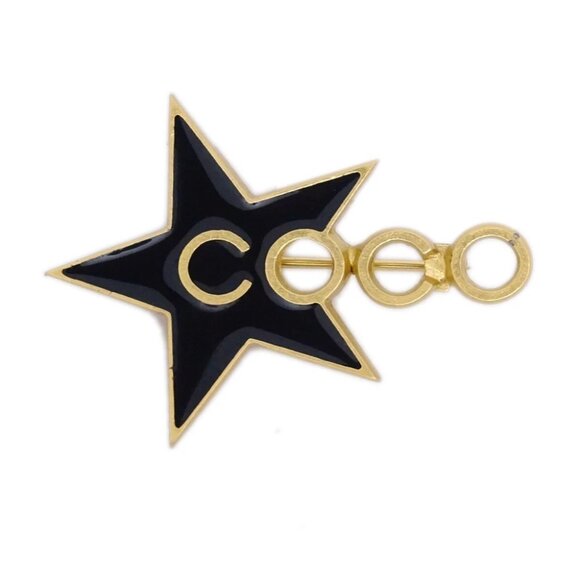 Chanel Star COCO Brooch Pin Black 01P 120782 - Picture 1 of 4